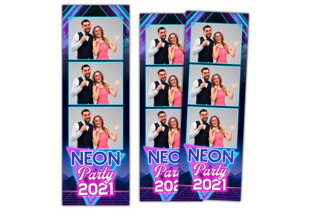 [BT-0014] Neon Retro Photo Booth 2x6 Strips for Birthdays, Anniversaries, Prom, Reunions, and Homecoming/HOCO