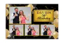 Black and Gold Photo Booth 4x6 Template with Balloons for 40th 50th 60th Birthdays and Graduation
