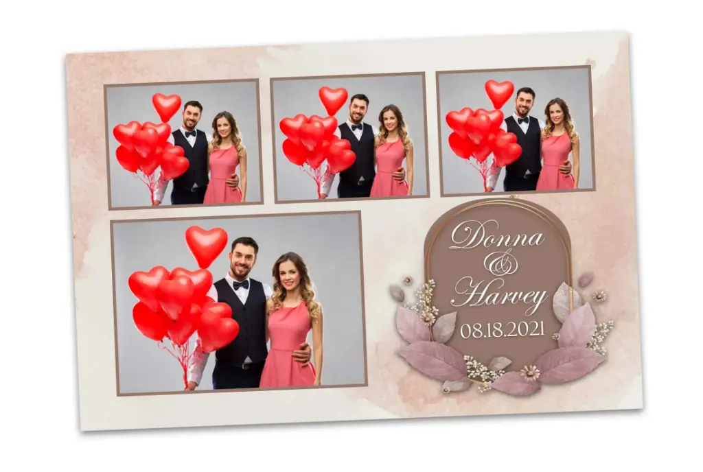[BT-0003] Old Rose Dusty Pink 4x6 Photo Booth Template for Weddings, Anniversaries, Sweet 16, and Quinceañera