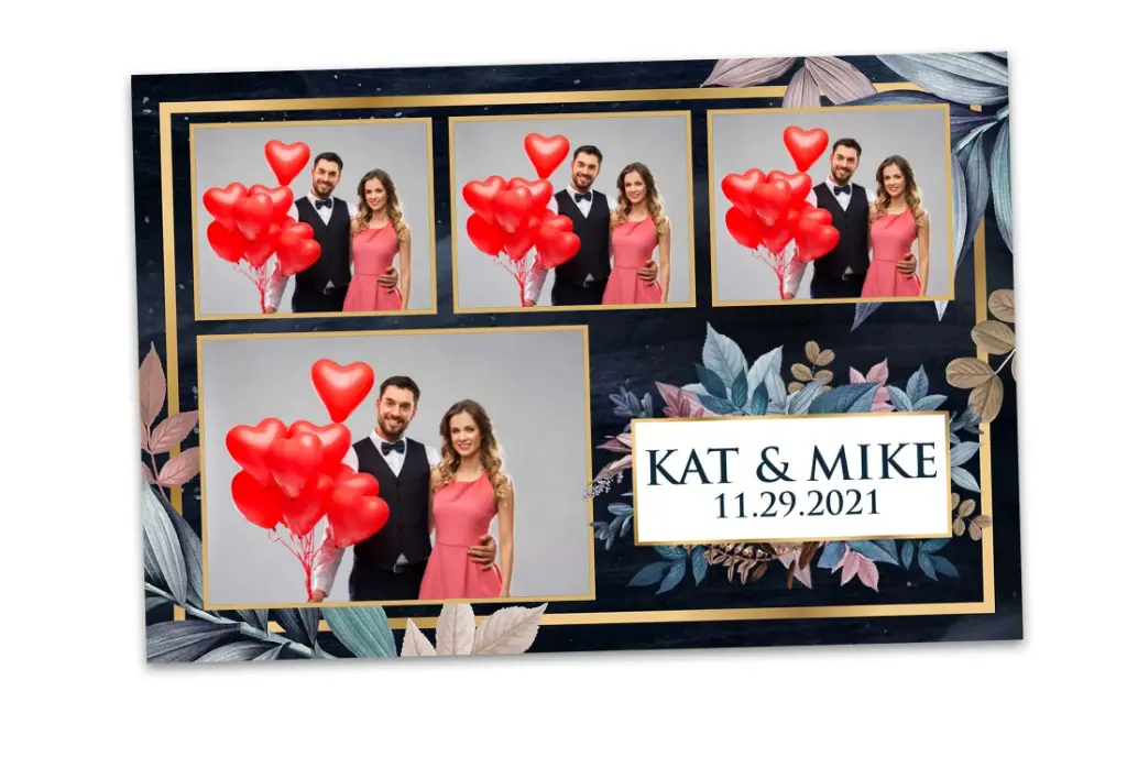 [BT-0004] Dusty Blue and Pink Elegant 4x6 Photo Booth Template for Wedding, Anniversaries, and Birthdays