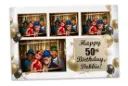 White Gold Black with Balloons 4x6 Photo Booth Template for 40th, 50th, 60th, 65th Birthdays