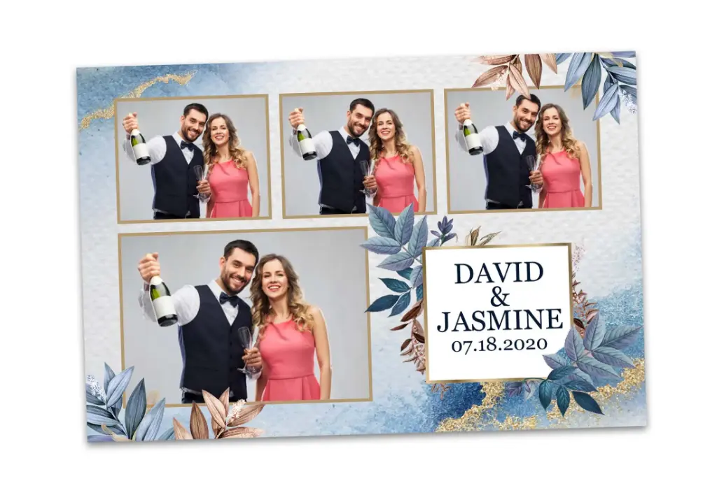 [BT-0007] Dusty Blue and Pink 4x6 Photo Booth Template for Wedding, Quinceañera, Anniversary, and Birthdays