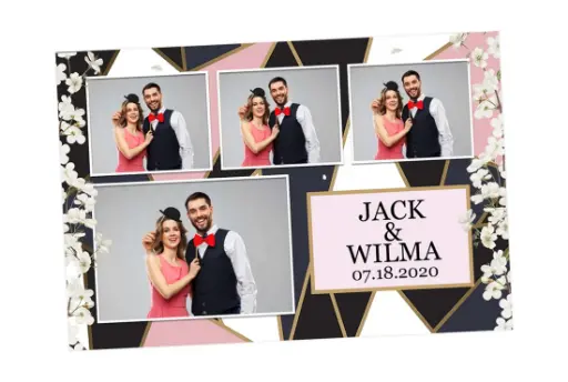 [BT-0009] Wedding Photo Booth 4x6 Template with Mosaic and Flowers Design for Elegant Colorful Weddings, Anniversaries, and Birthdays