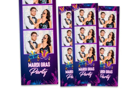 [BT-0016] Mardi Gras Neon 2x6 Photo Booth Template for Masquerade Party, Homecoming/HOCO, and Birthday Celebrations