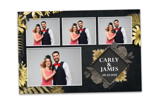 [BT-0002] Black and Gold Elegant 4x6 Photo Booth Template for Weddings, Birthdays, Bat Mitzvah, Anniversaries, and Company Events